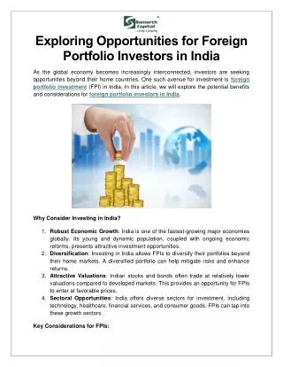 Exploring Opportunities for Foreign Portfolio Investors in India