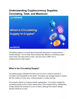 understanding cryptocurrency supplies circulating