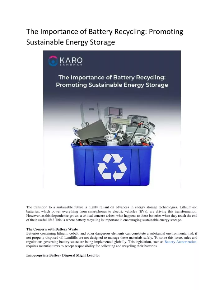 the importance of battery recycling promoting