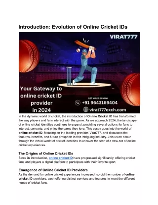Online cricket ID - Your Gateway to online cricket ID provider in 2024 | Virat77