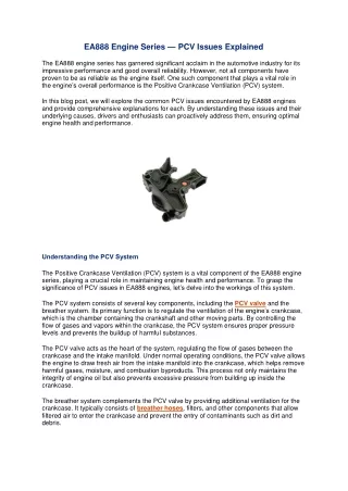 ea888 engine series pcv issues explained