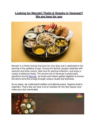 Looking for Navratri Thalis & Snacks in Varanasi? We are here for you