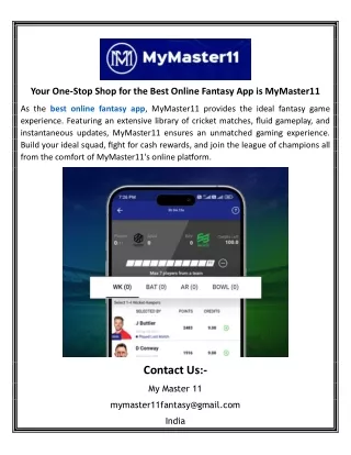 Your One-Stop Shop for the Best Online Fantasy App is MyMaster11