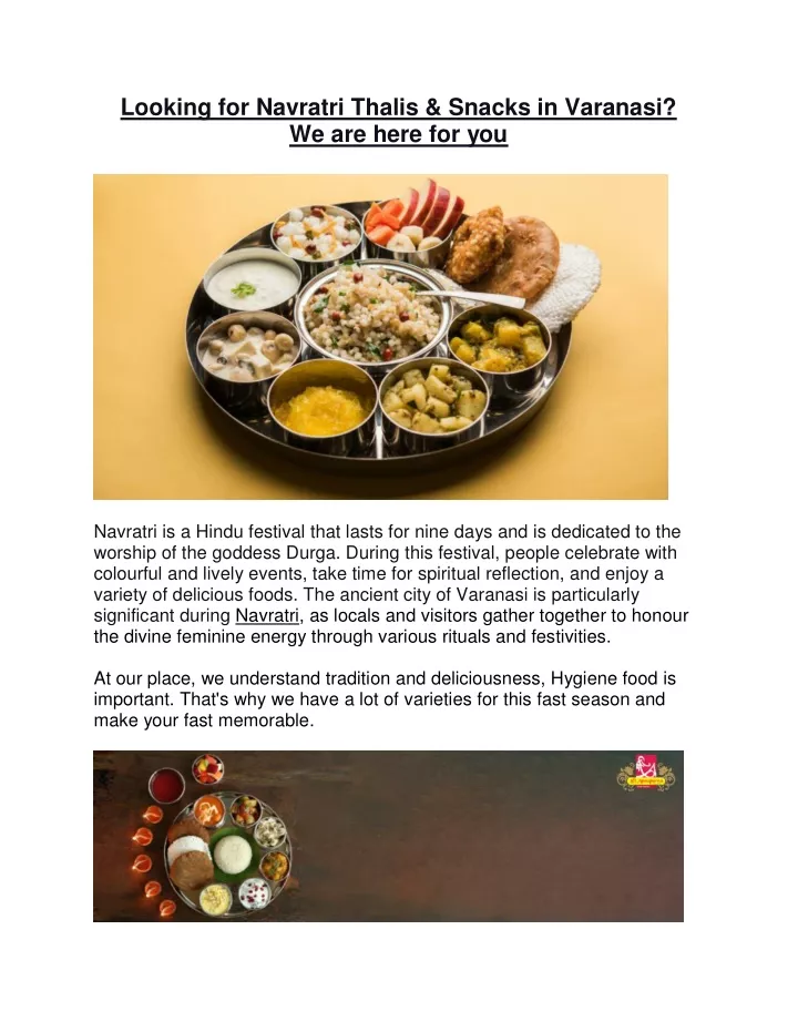 looking for navratri thalis snacks in varanasi