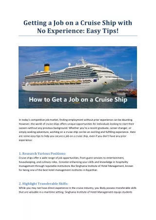 Getting a Job on a Cruise Ship with No Experience