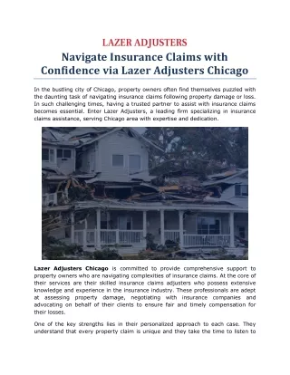 Navigate Insurance Claims with Confidence via Lazer Adjusters Chicago