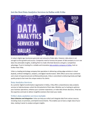 Get the Best Data Analytics Services in Dallas with Vriba