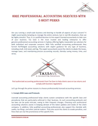 Hire professional accounting services with 5 best perks