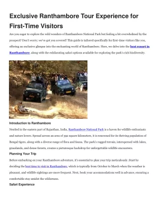 Exclusive Ranthambore Tour Experience for First-Time Visitors