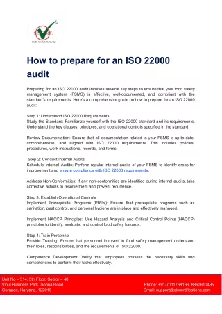 How to prepare for an ISO 22000 audit