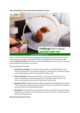 Effective Bed Bug Pest Control Near Me with Godrej Pest Control