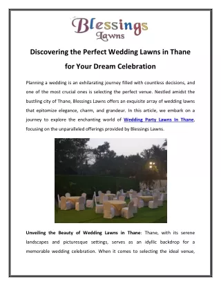 Discovering the Perfect Wedding Lawns in Thane for Your Dream Celebration