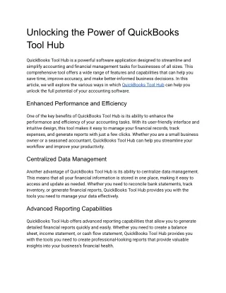Unlocking the Power of QuickBooks Tool Hub