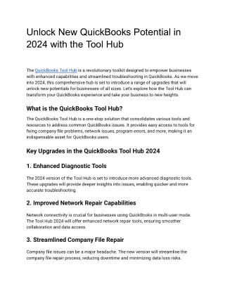 Unlock New QuickBooks Potential in 2024 with the Tool Hub