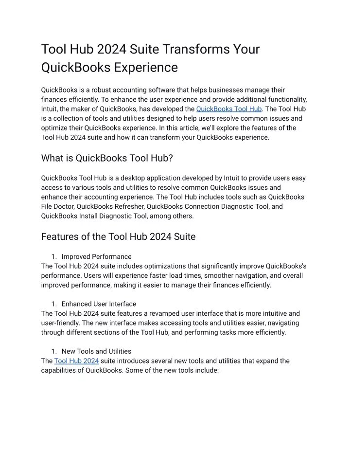 PPT Tool Hub 2024 Suite Transforms Your QuickBooks Experience