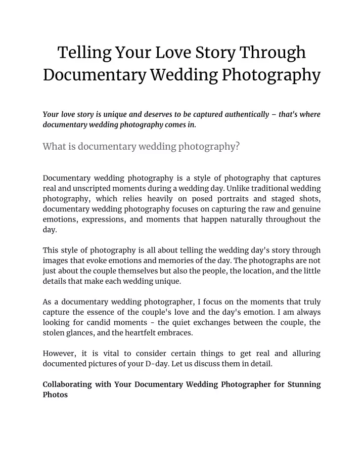 telling your love story through documentary