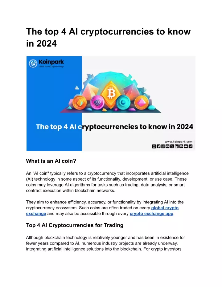 the top 4 ai cryptocurrencies to know in 2024