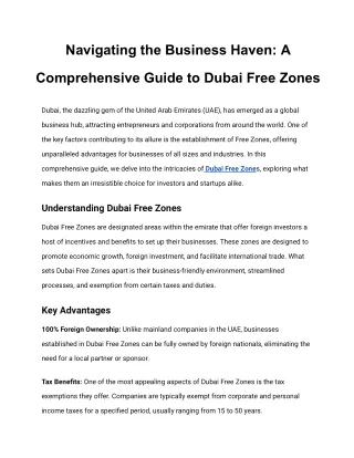 Navigating the Business Haven: A Comprehensive Guide to Dubai Free Zones