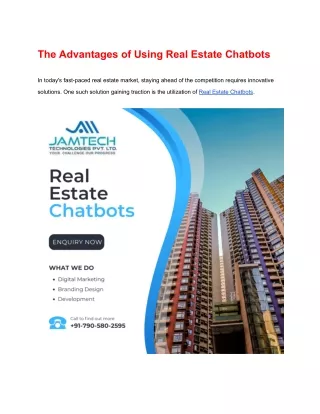 The Advantages of Using Real Estate Chatbots