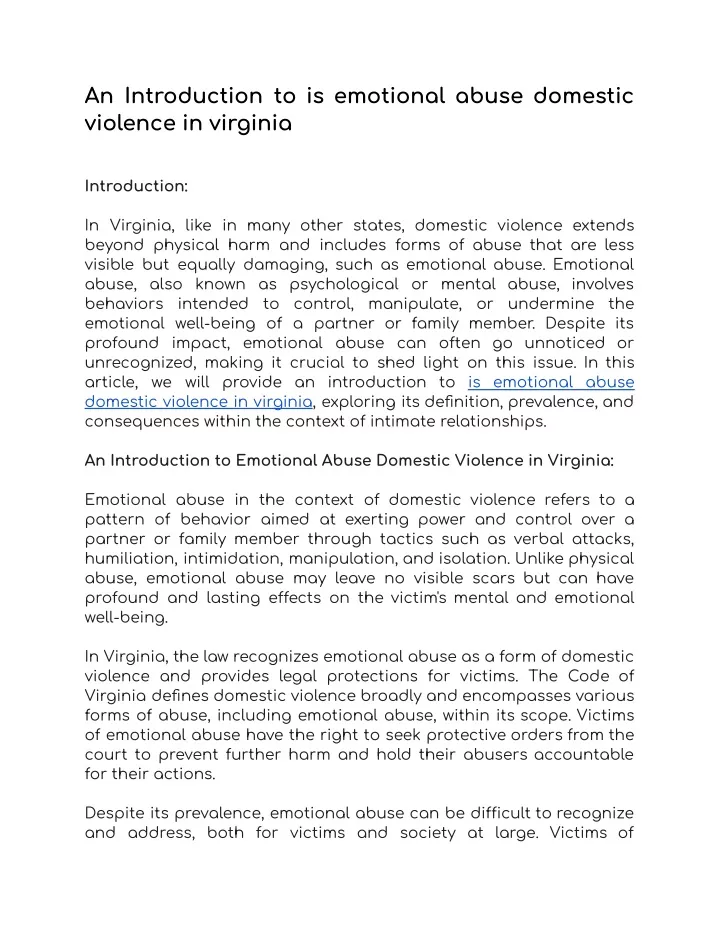 PPT - is emotional abuse domestic violence in virginia PowerPoint ...