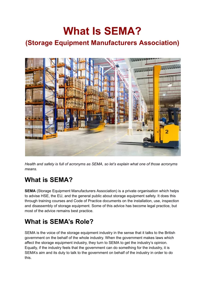 what is sema storage equipment manufacturers