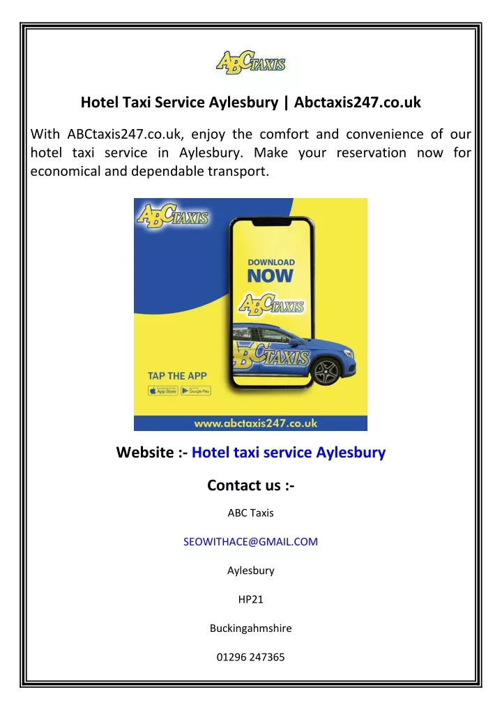 hotel taxi service aylesbury abctaxis247 co uk