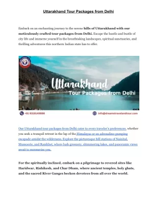 Uttarakhand Tour Packages from Delhi