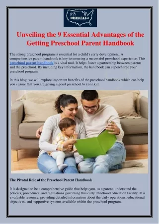 Unveiling the 9 Essential Advantages of the Getting Preschool Parent Handbook
