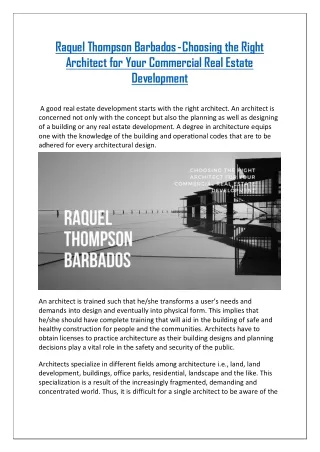 Raquel Thompson Barbados - Choosing the Right Architect for Your Commercial Real Estate Development-1