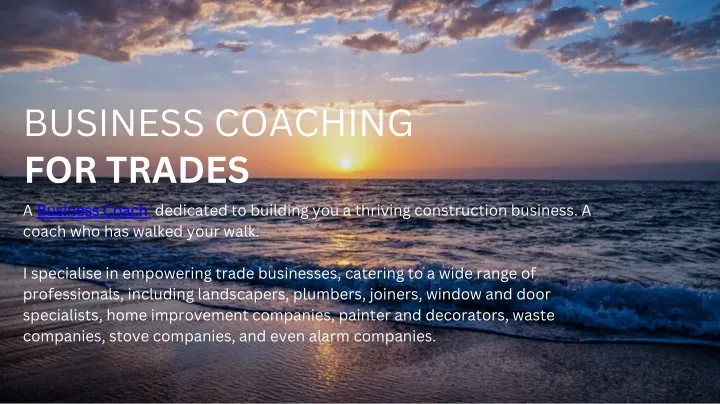 business coaching for trades