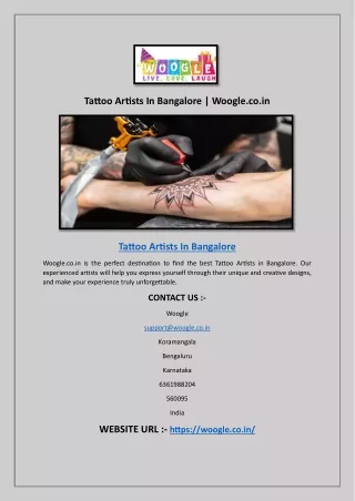 Tattoo Artists In Bangalore | Woogle.co.in