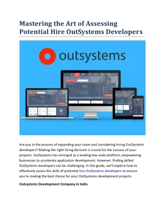 Mastering the Art of Assessing Potential Hire OutSystems Developers
