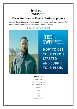 Texas Stormwater Permit Instaswppp