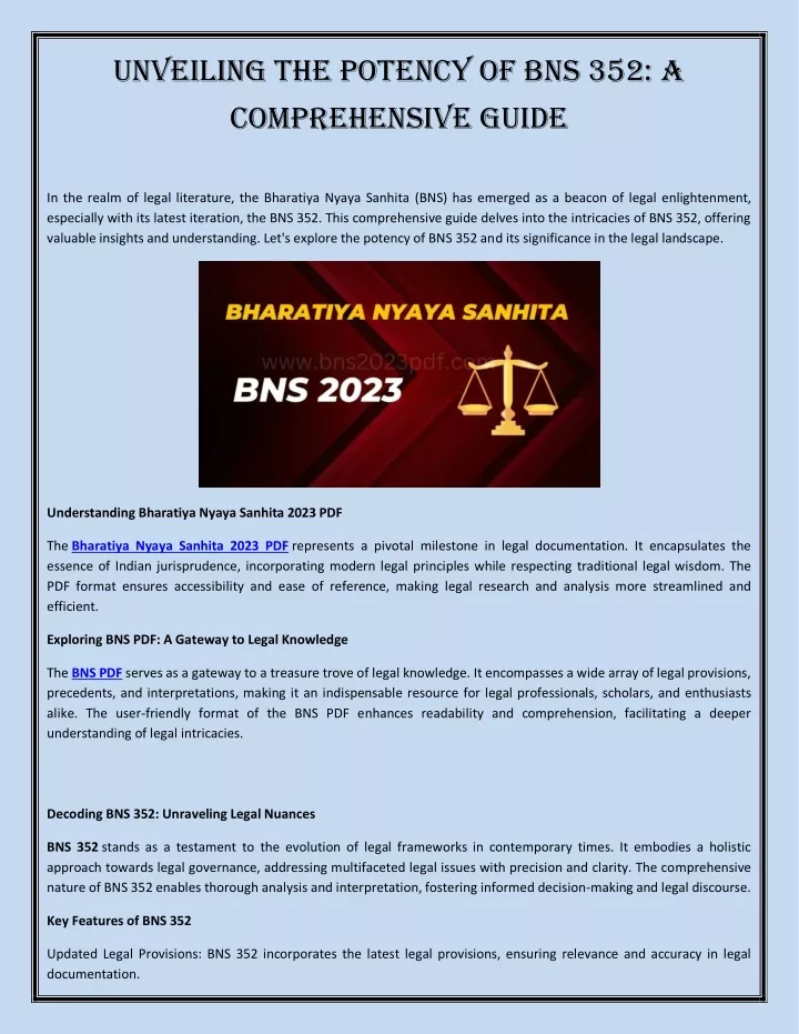 unveiling the potency of bns 352 a comprehensive