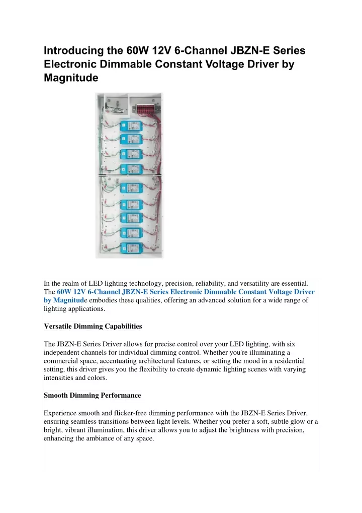 introducing the 60w 12v 6 channel jbzn e series