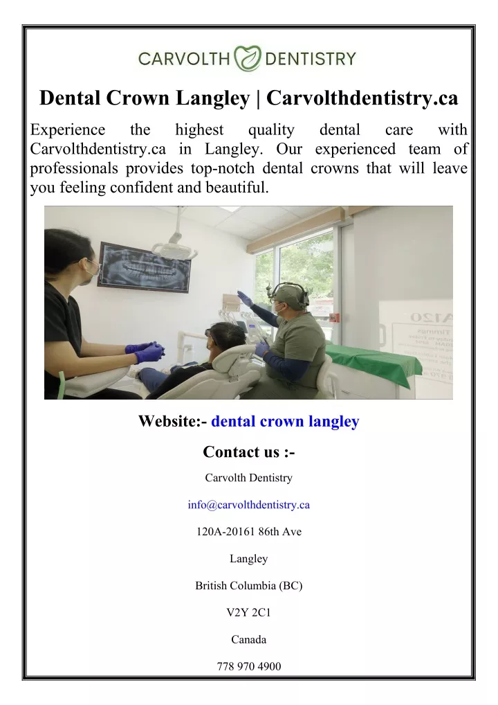 dental crown langley carvolthdentistry ca