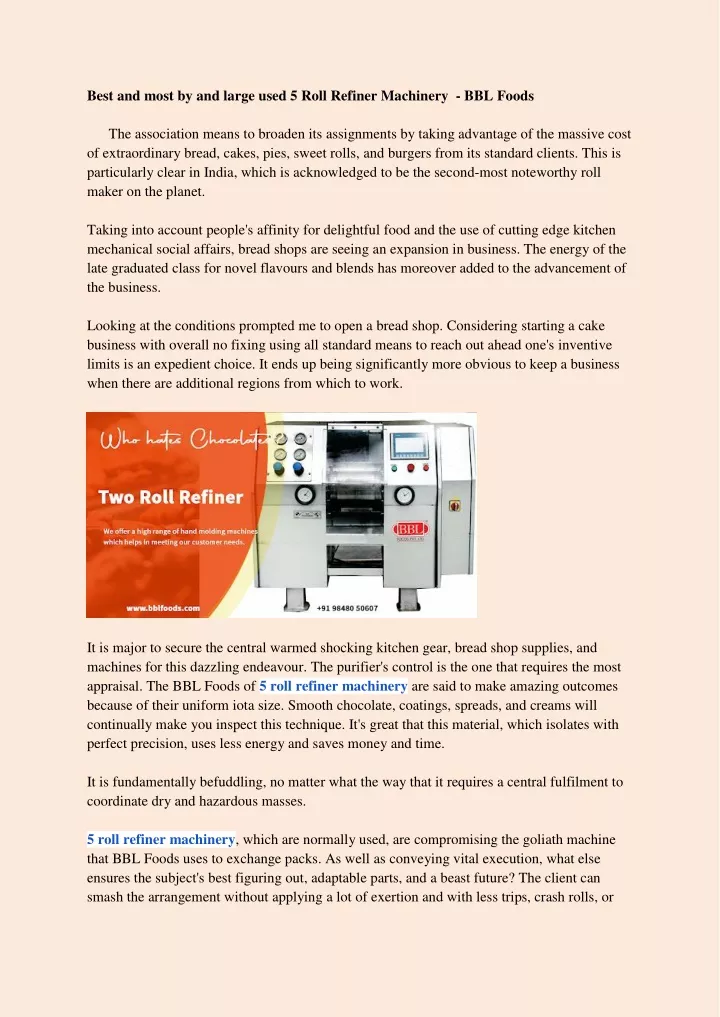 best and most by and large used 5 roll refiner