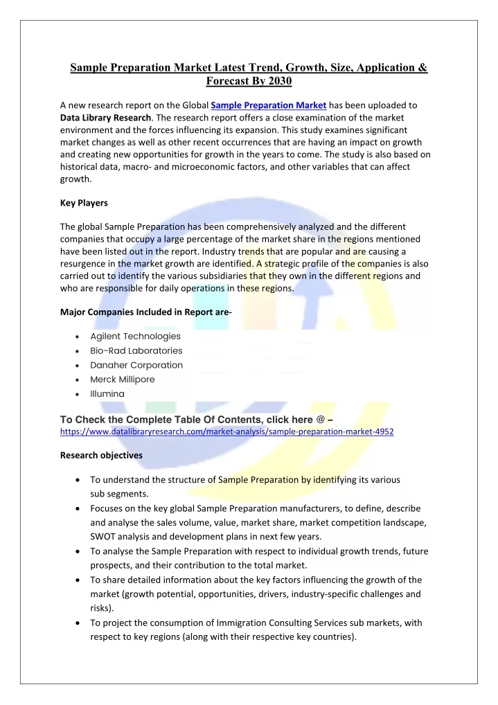 sample preparation market latest trend growth