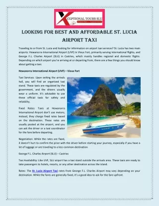Looking for Best and Affordable St. Lucia Airport Taxi