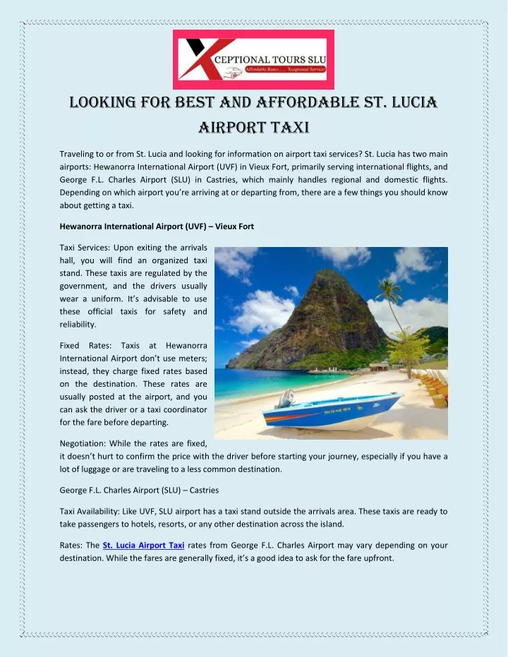 looking for best and affordable st lucia airport