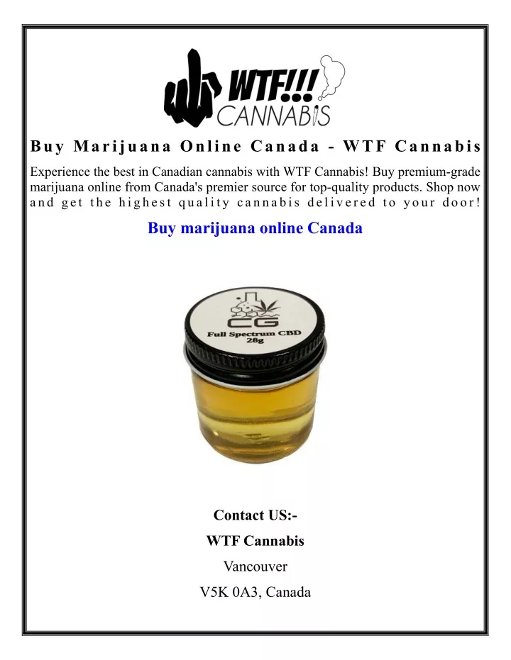 buy marijuana online canada wtf cannabis