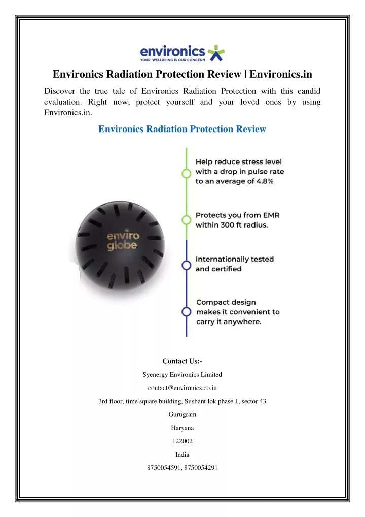 environics radiation protection review environics