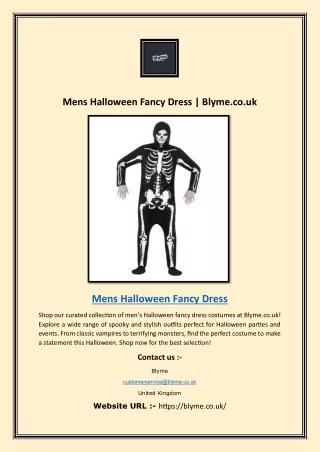 Mens Halloween Fancy Dress | Blyme.co.uk