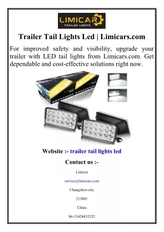 Trailer Tail Lights Led  Limicars.com