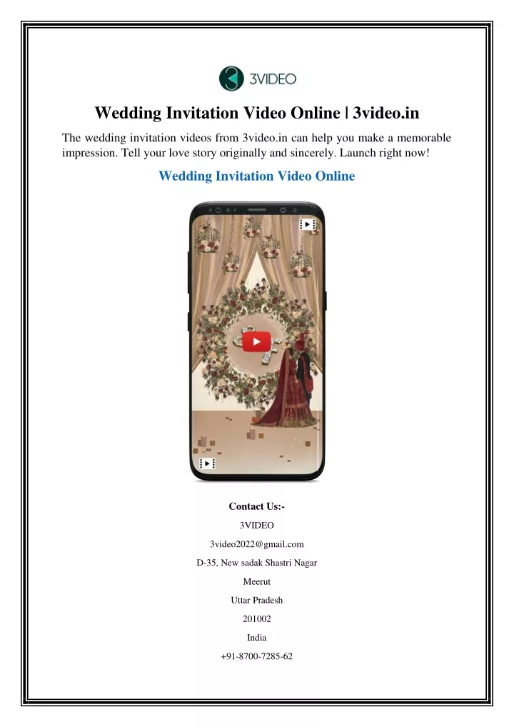 wedding invitation video online 3video in