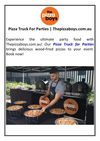 Pizza Truck For Parties Thepizzaboys.com.au