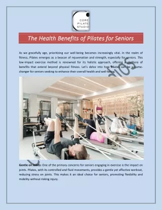 The Health Benefits of Pilates for Seniors