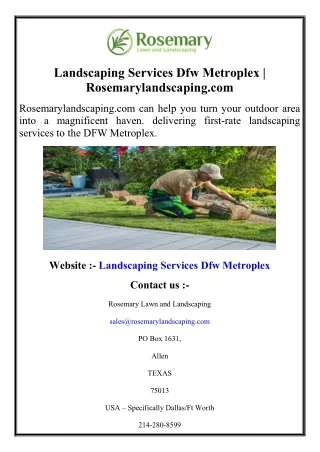 Landscaping Services Dfw Metroplex  Rosemarylandscaping.com