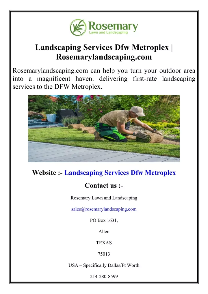 landscaping services dfw metroplex