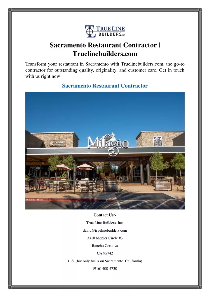 sacramento restaurant contractor truelinebuilders